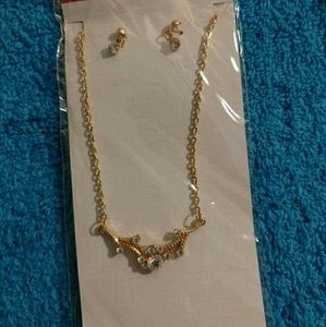 Clear Rhinestone Necklace and Earrings Set